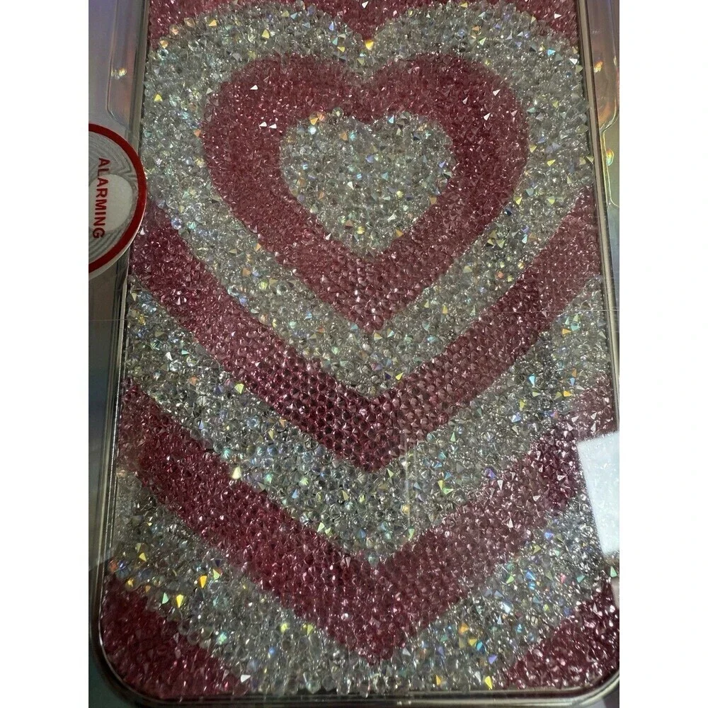 xo poppy iPhone 13 / 12 Pro Max Case MAGSAFE Rhinestone Pink Heart Glitter New